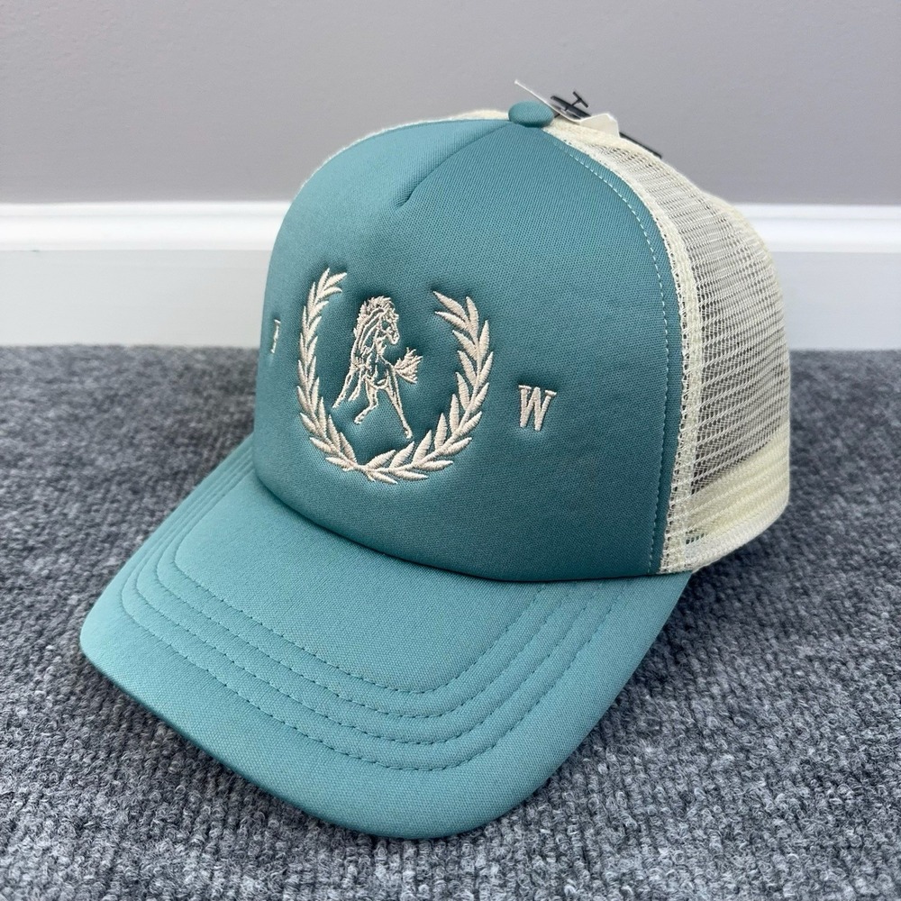 Freeworld‎ Horse Hat Teal Beige Mesh Trucker Snapba Adjustable Snapback Cap NWT